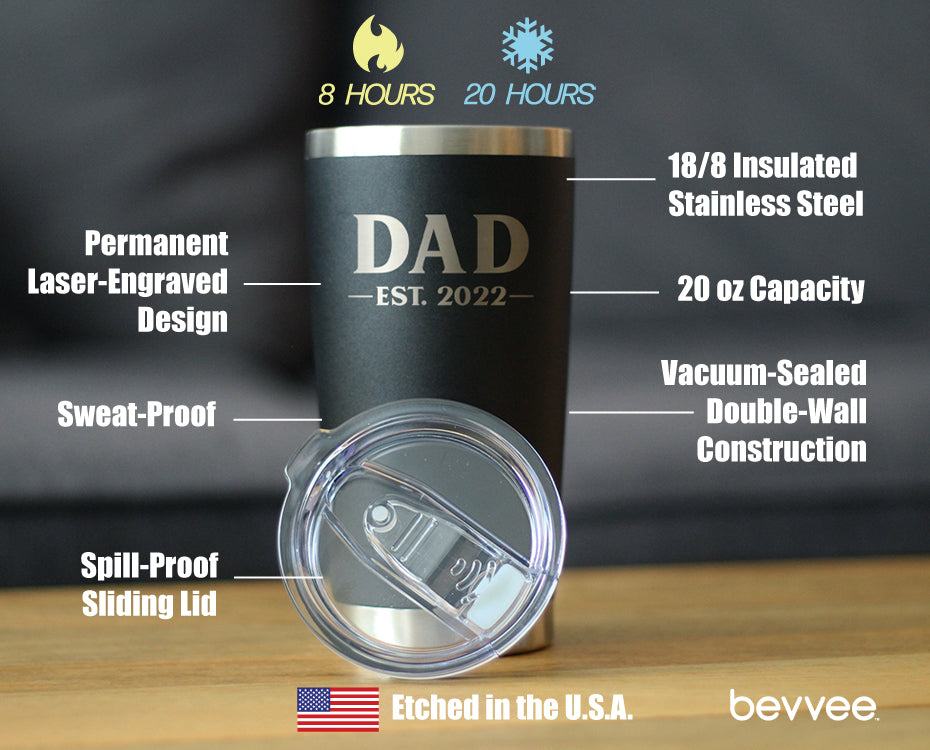 Dad est. 2022 - Bold - 20 oz Coffee Tumbler