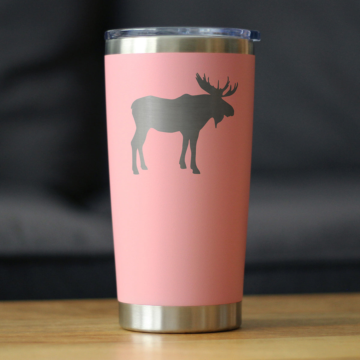 Moose Silhouette - Insulated Coffee Tumbler Cup with Sliding Lid - Stainless Steel Travel Mug - Outdoor Camping Gift for Women and Men