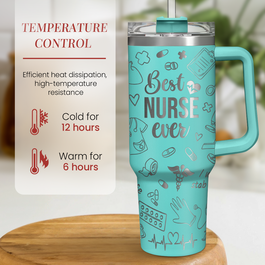Nurse Gifts for Women, Nurse Tumbler with Handle 40oz Stainless Steel Coffee Cup with Straw Lid, Nursing Gift for Female Nurses, Nurse Appreciation Gift for Graduation Christmas Birthday Nurse Week