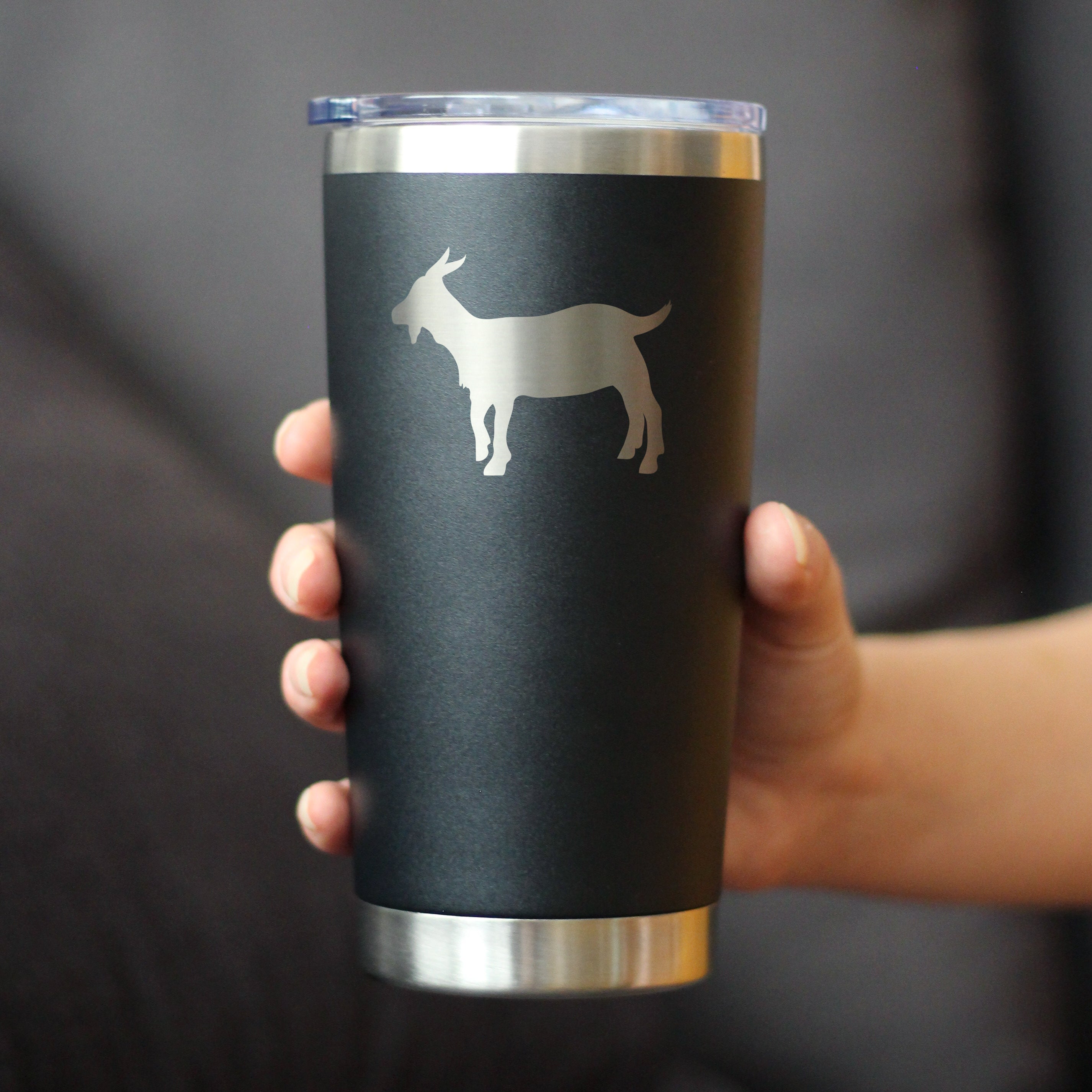 Goat Silhouette - Insulated Coffee Tumbler Cup with Sliding Lid - Stainless Steel Travel Mug - Goat Gifts for Women and Men