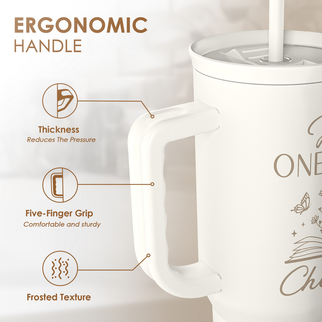 Book Lover Gifts for Women, Just One More Chapter Tumbler with Handle, Stainless Steel Insulated Coffee Travel Mug Cup, Gifts for Women Girls Bookworm on Christmas Birthday, 40oz