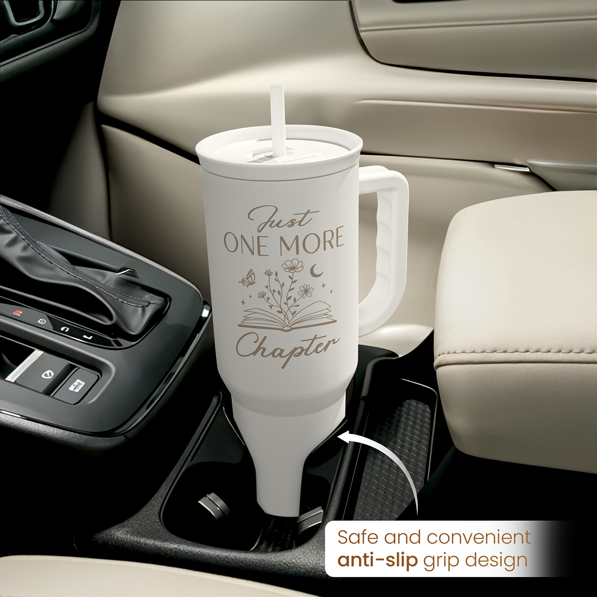 Book Lover Gifts for Women, Just One More Chapter Tumbler with Handle, Stainless Steel Insulated Coffee Travel Mug Cup, Gifts for Women Girls Bookworm on Christmas Birthday, 40oz